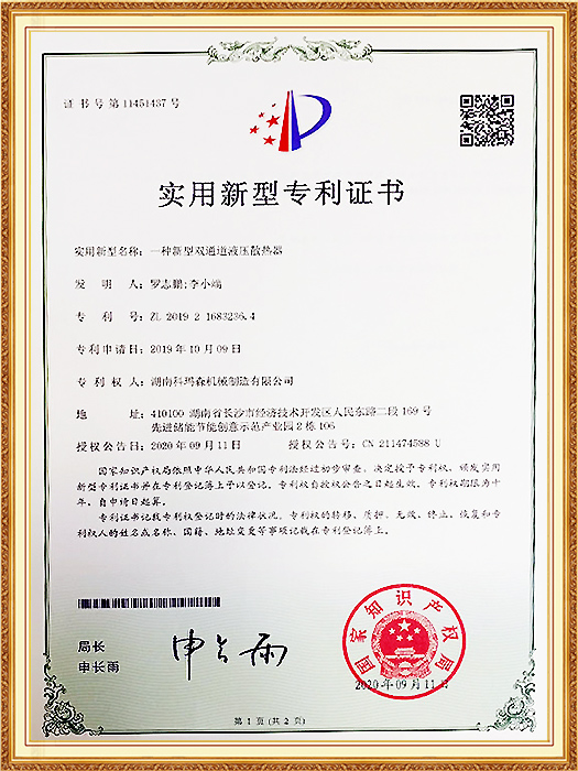 一種新型雙通道液壓散熱器